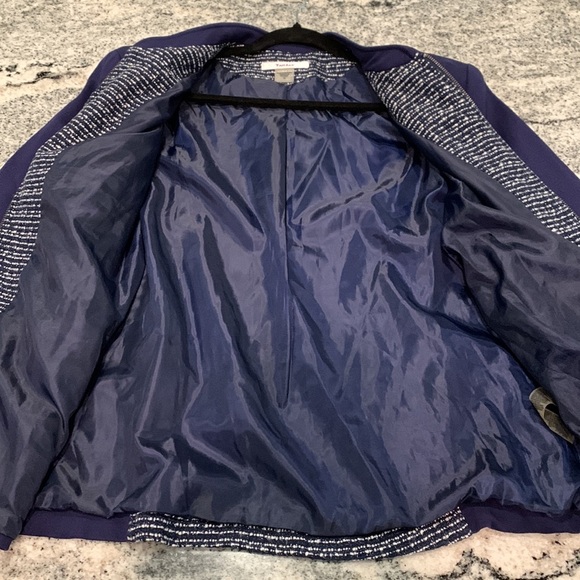 TanJay zip up sweater/jacket  size 18, blue/white with silver specs, 2 pockets - Picture 4 of 14